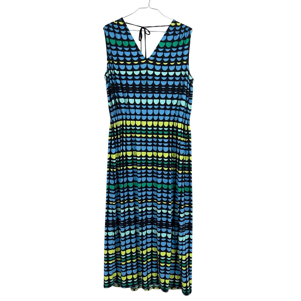 Vince Camuto Womens 1X Maxi Dress Sleeveless Blue Green Statement Mod Plus Size